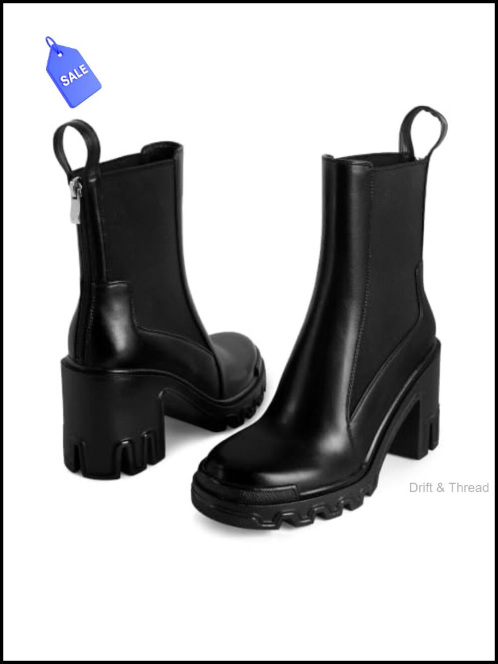 Womens Chelsea Ankle Boots Chunky Platform Heeled Booties